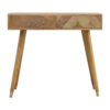 oak ish gold brass inlay console table