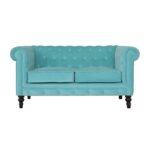 Sofa in Aqua Velvet Chesterfield