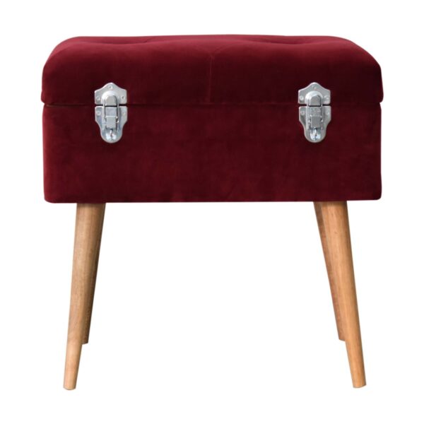 Wine Velvet Lid Up Footstool