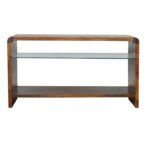 Glass Shelf Media Unit in Chestnut