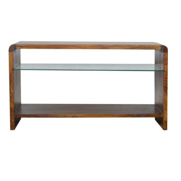 Glass Shelf Media Unit in Chestnut