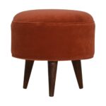 Brick Red Velvet Nordic Style Footstool