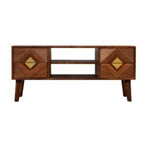 Large Wooden Chestnut Tv Cabinet