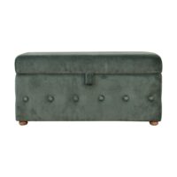 Emerald Green Lid-up Cotton Velvet Ottoman