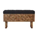 IN2145: U-Shaped Black Tweed Storage Bench