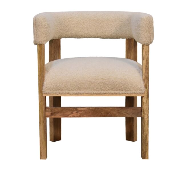 Boucle Cream Solid Wood Chair