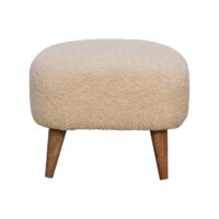 Bouclé Cream Square Footstool