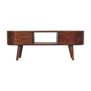 Round Media Unit with Open Slot in Chestnut