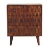 Luxurious chestnut chest showcasing pineapple carvings