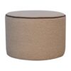 Boucle Round Footstool with Bufallo Leather Piping