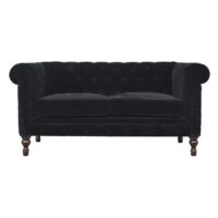 Velvet Chesterfield Sofa in Black