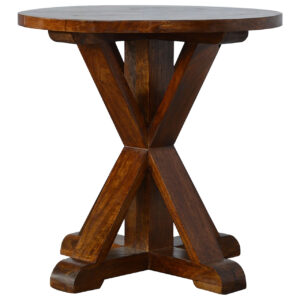 Round Solid Wood Table in Chestnut with a Tristle Base