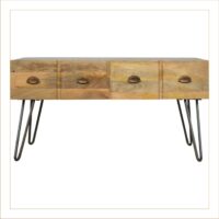 Solid Wood 2 Drawers Console Table