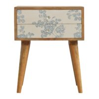 Blue Floral Screen Printed Bedside