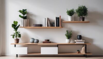 wooden shelves for organization